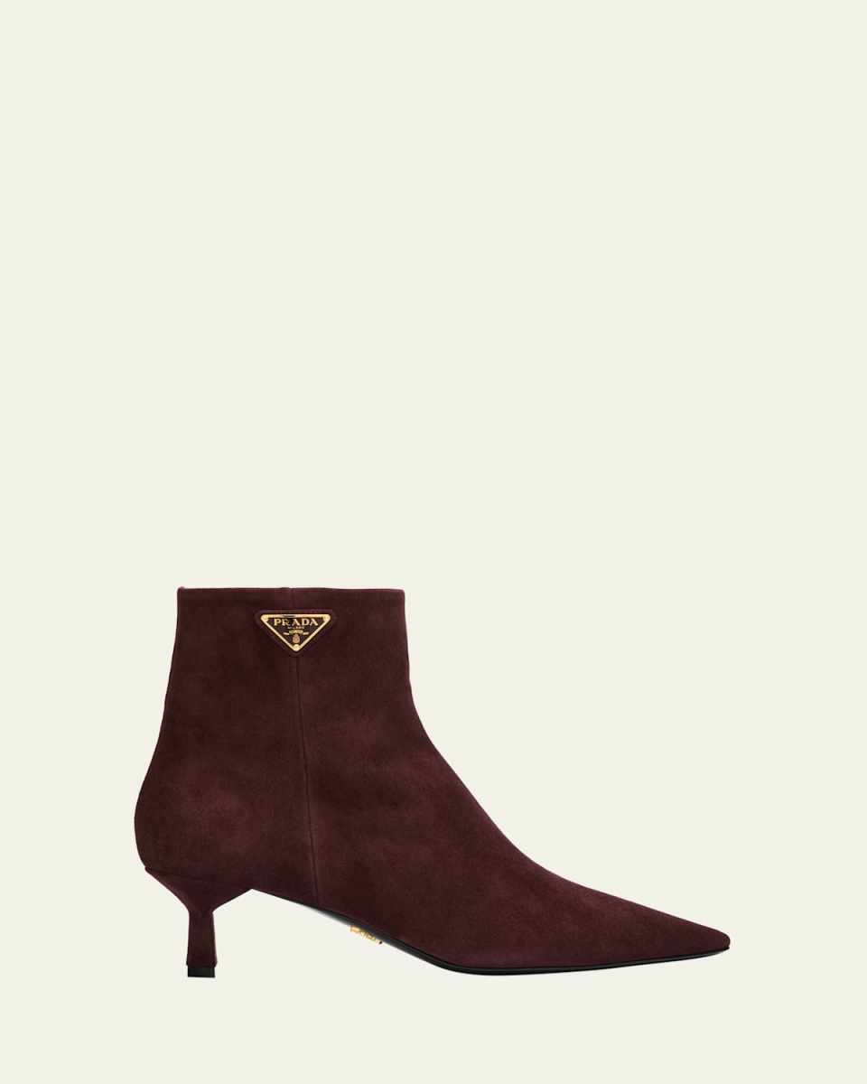 55mm Triangle Suede Ankle Booties